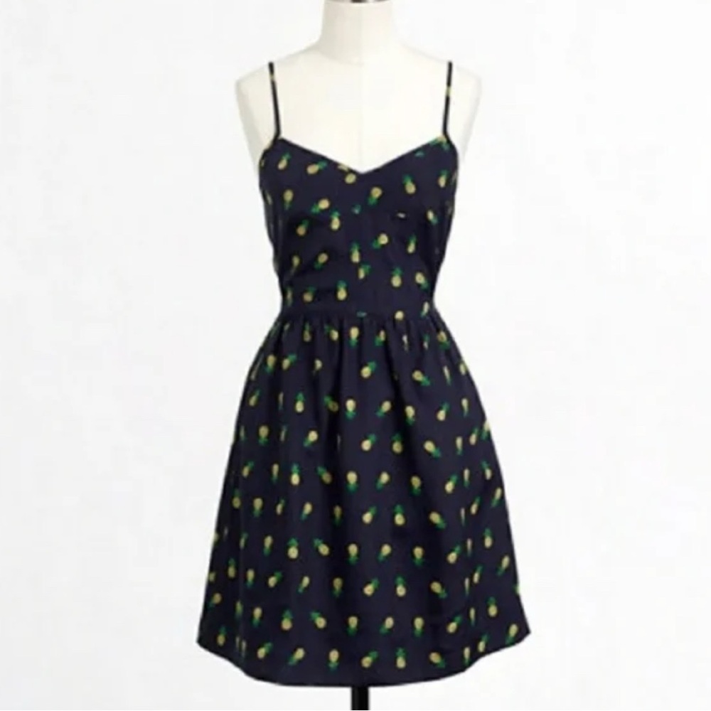 J. Crew Blue and Yellow Spaghetti Strap Sundress